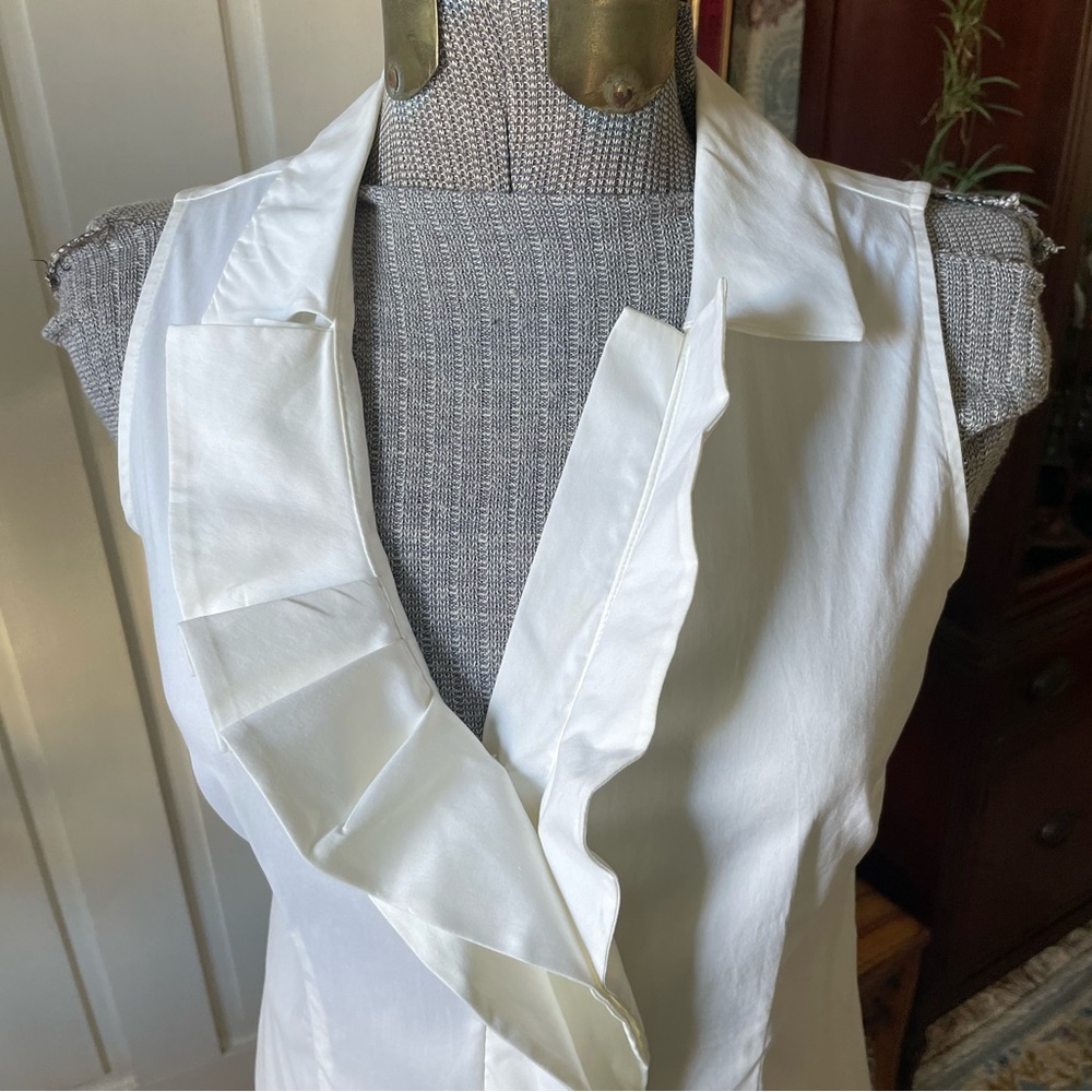 Ann Taylor Solid White Sleeveless Button Down Shi… - image 4